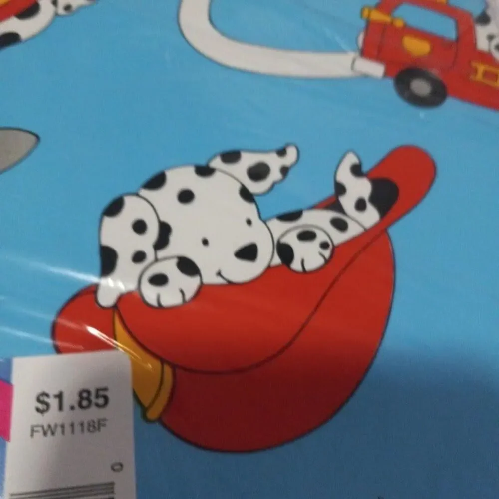 Vintage American Greetings Fireman Dalmatian Gift Wrap Sheets-FW1118F-NEW